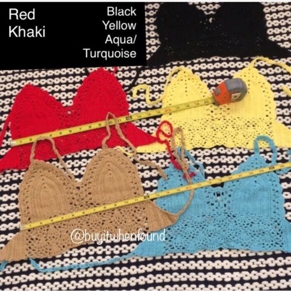 Knit Crochet Halter Crop Top or Crochet Halter Bikini Top Multiple Colors/Sizes - Picture 3 of 8